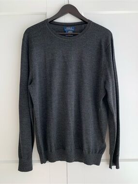 Polo by Ralph Lauren Men's Dark Gray Crewneck 100% merino wool Sweater size L